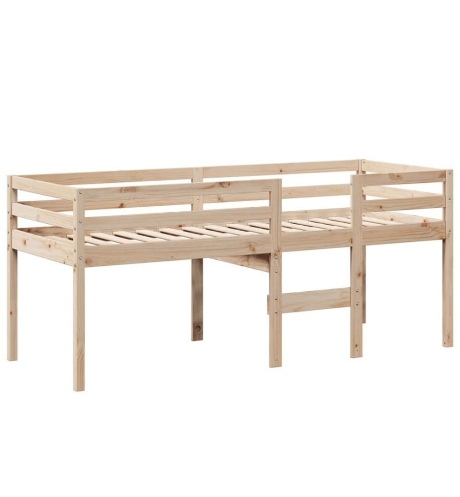 Hochbett mit Dach 75x190 cm Massivholz Kiefer