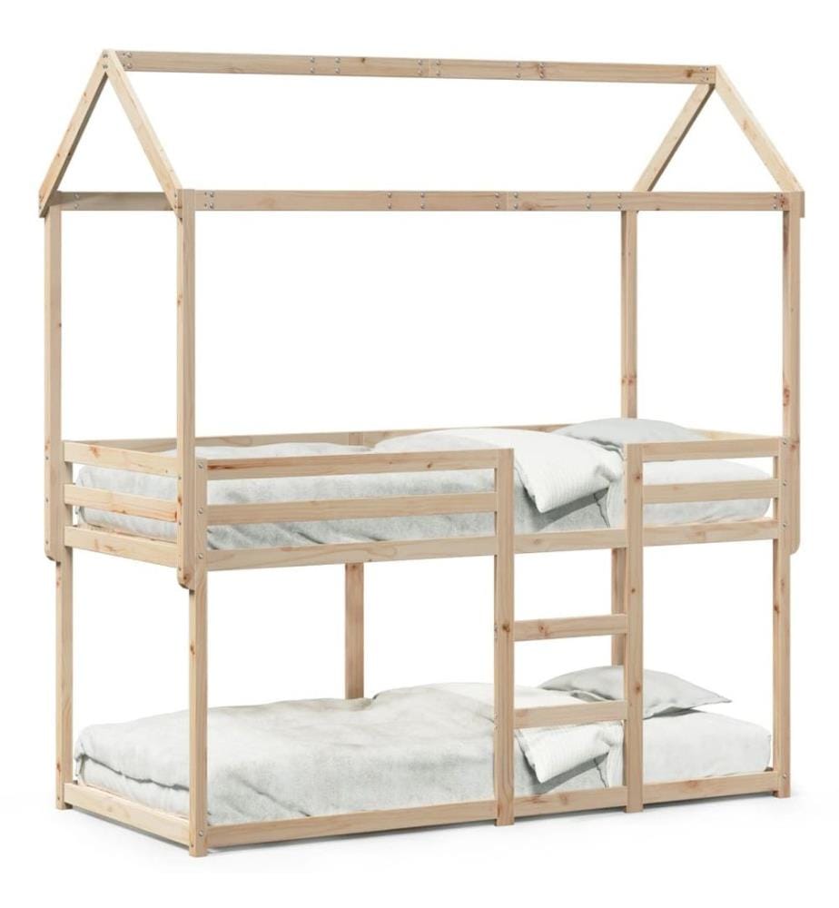 Etagenbett mit Dach 80x200 cm Massivholz Kiefer