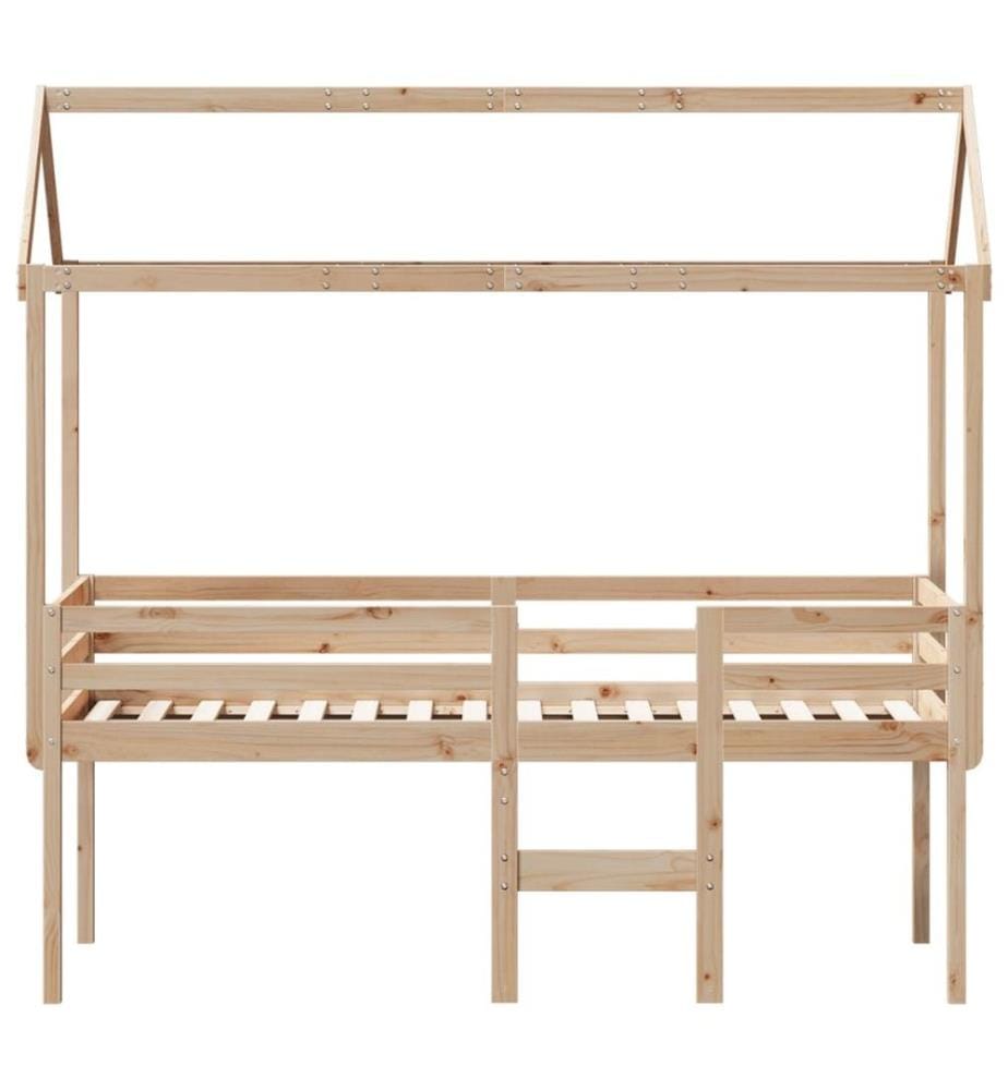 Hochbett mit Dach 90x200 cm Massivholz Kiefer