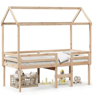 Lit haut avec toit 75x190 cm bois de pin massif