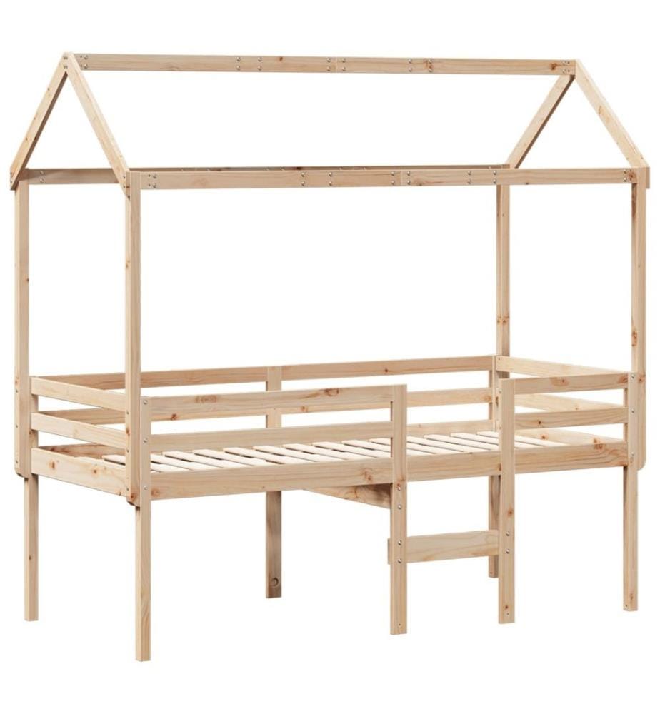 Lit haut avec toit 75x190 cm bois de pin massif
