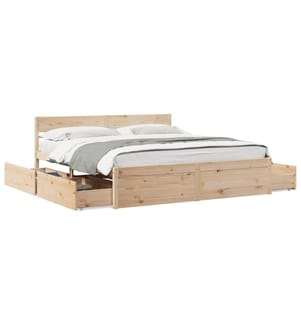 Cadre de lit avec tiroirs 200x200 cm bois massif de pin