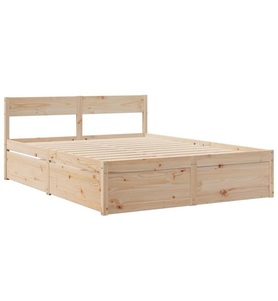 Cadre de lit avec tiroirs 160x200 cm bois massif de pin