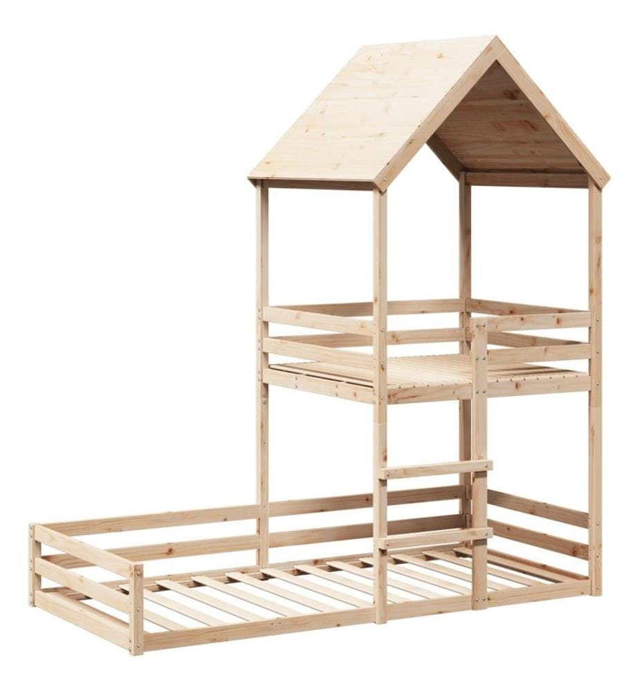 Etagenbett mit Dach 90x200 cm Massivholz Kiefer