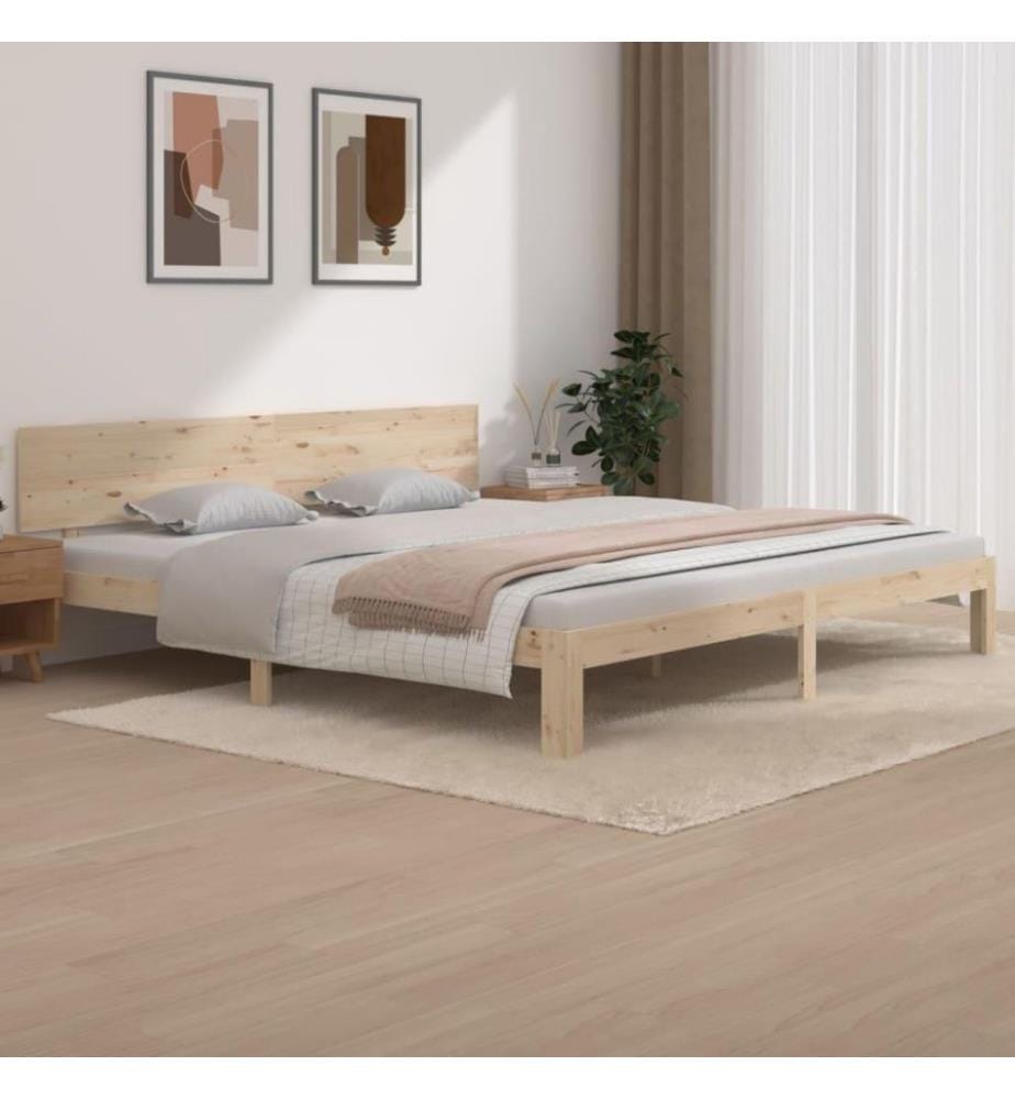 Cadre de lit Bois de pin massif 200x200 cm