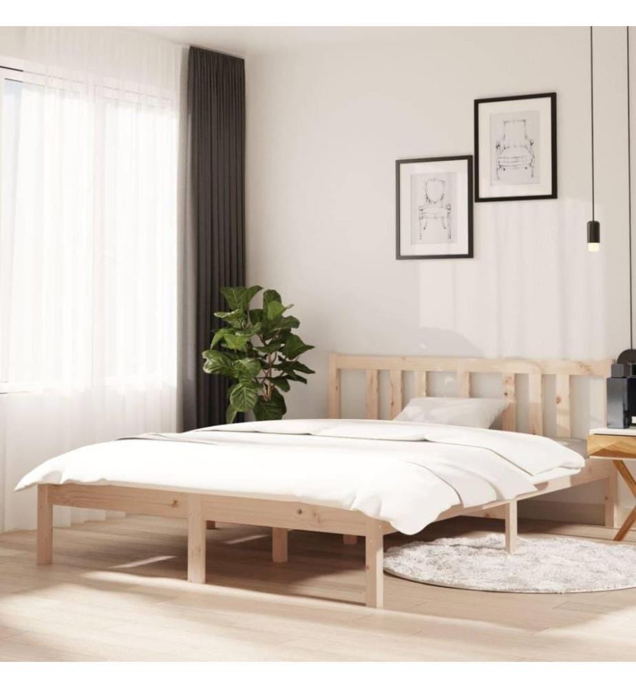 Cadre de lit Bois massif 135x190 cm Double