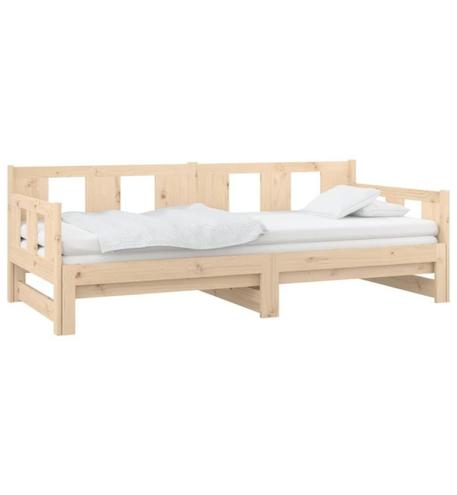 Lit coulissant Bois de pin solide 2x(80x200) cm