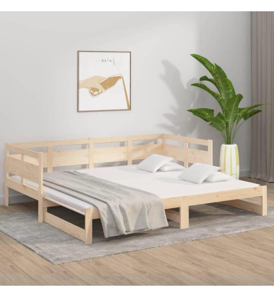 Tagesbett Ausziehbar Massivholz Kiefer 2x(80x200) cm