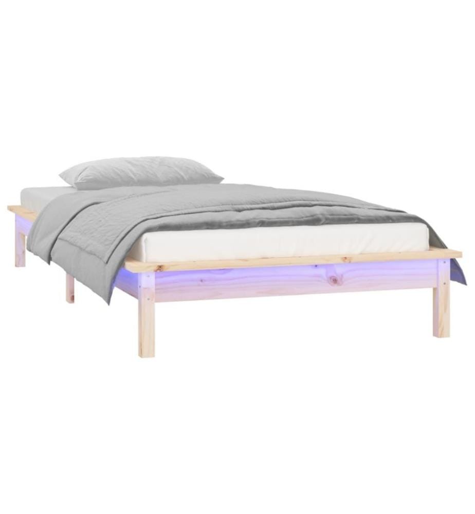 Cadre de lit à LED 75x190 cm Petit simple Bois massif
