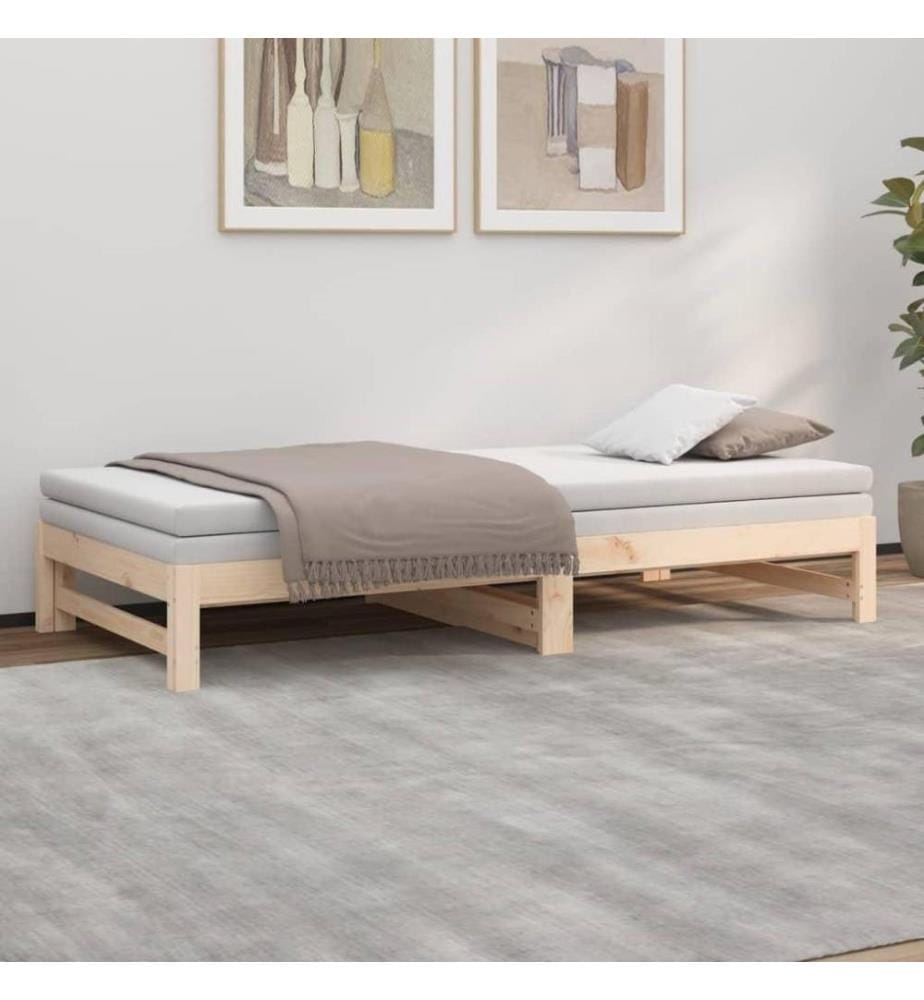 Lit coulissant 2x(90x200) cm Bois de pin massif