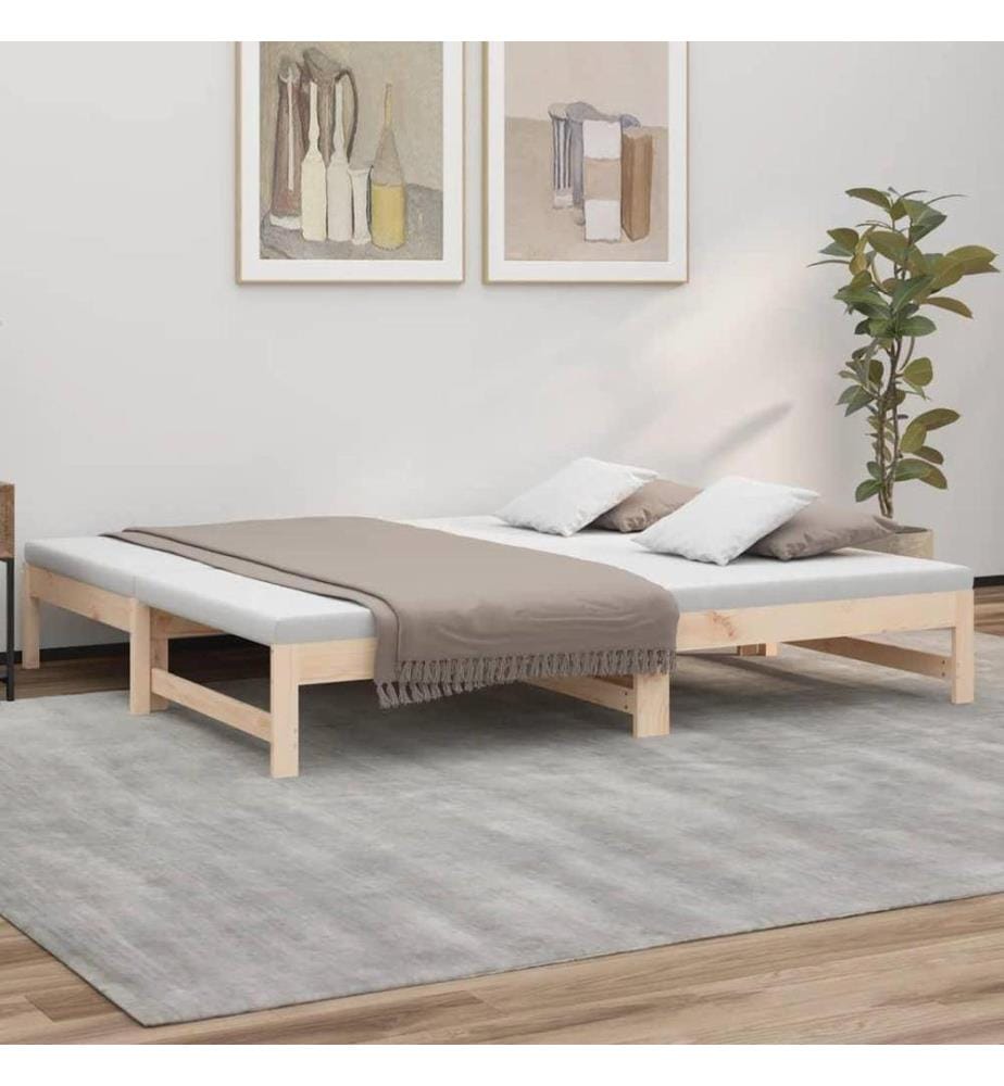 Lit coulissant 2x(90x190) cm Bois de pin massif