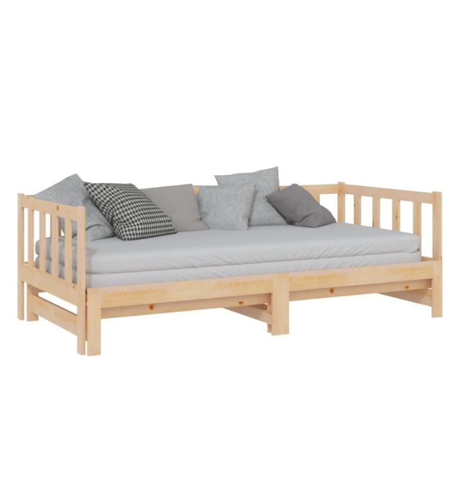 Lit de jour avec lit gigogne 90x200 cm bois de pin massif