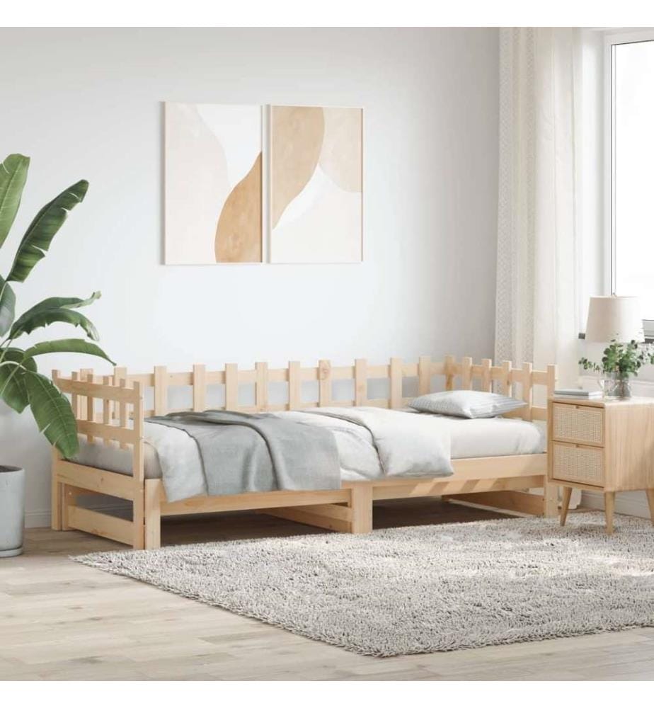 Lit coulissant 2x(90x200) cm Bois de pin massif
