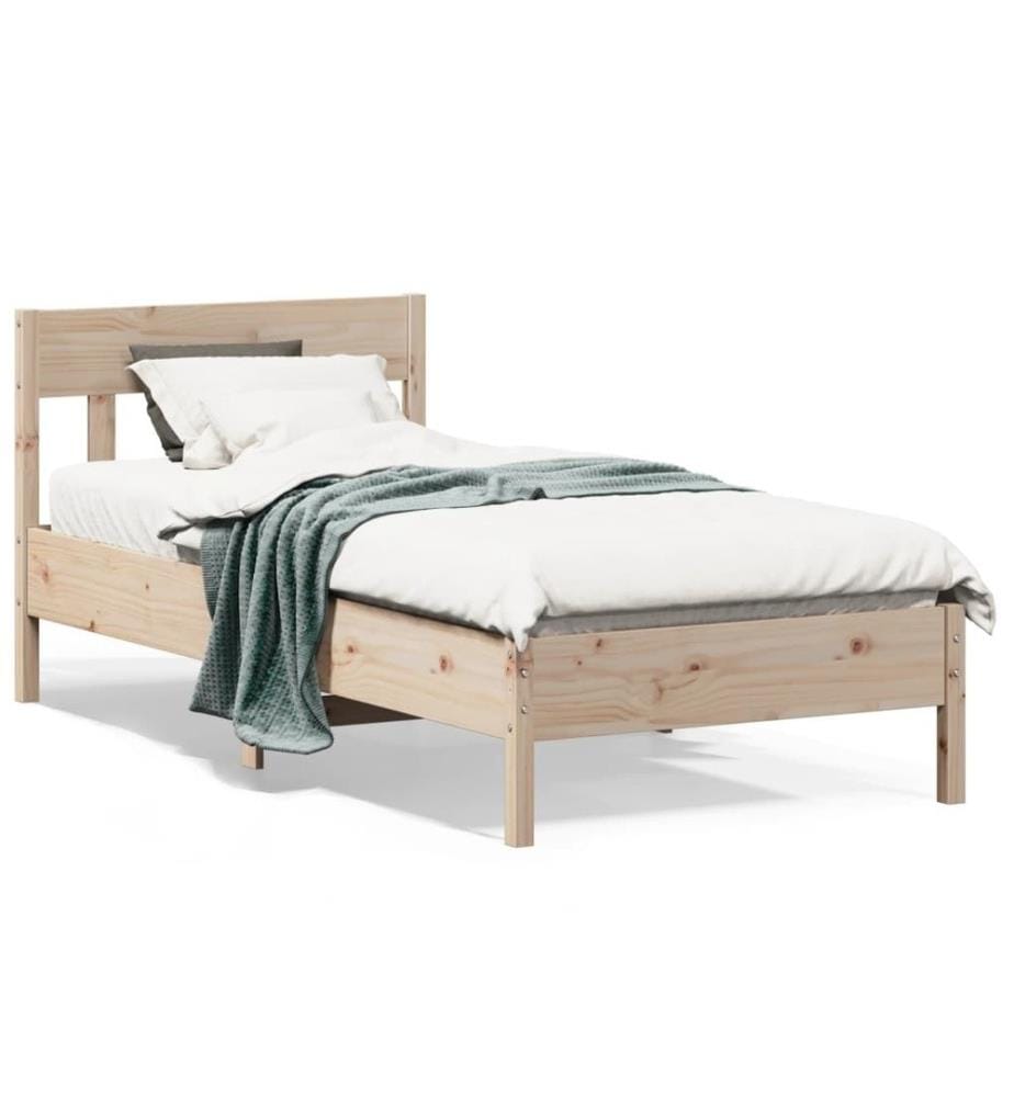 Cadre de lit avec tête de lit 75x190 cm bois de pin massif