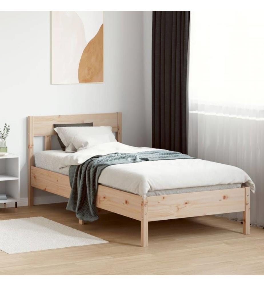 Cadre de lit avec tête de lit 75x190 cm bois de pin massif