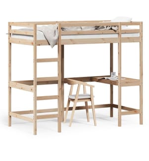 Lit superposé avec bureau 90x200 cm bois de pin massif