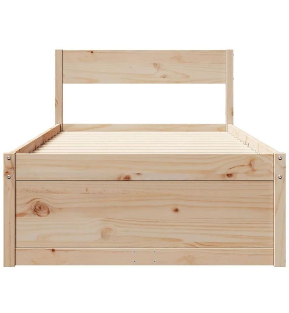 Cadre de lit avec tiroirs 90x190 cm bois de pin massif