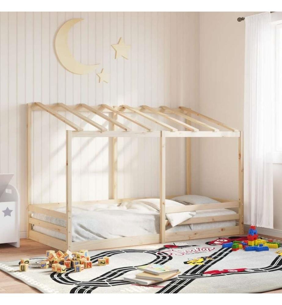 Kinderbett mit Dach 100x200 cm Massivholz Kiefer