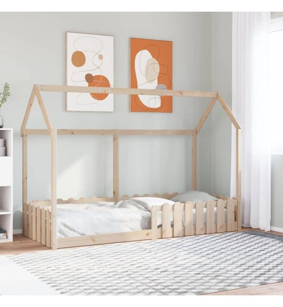 Cadre de lit d'enfants forme de maison 80x200cm bois pin massif