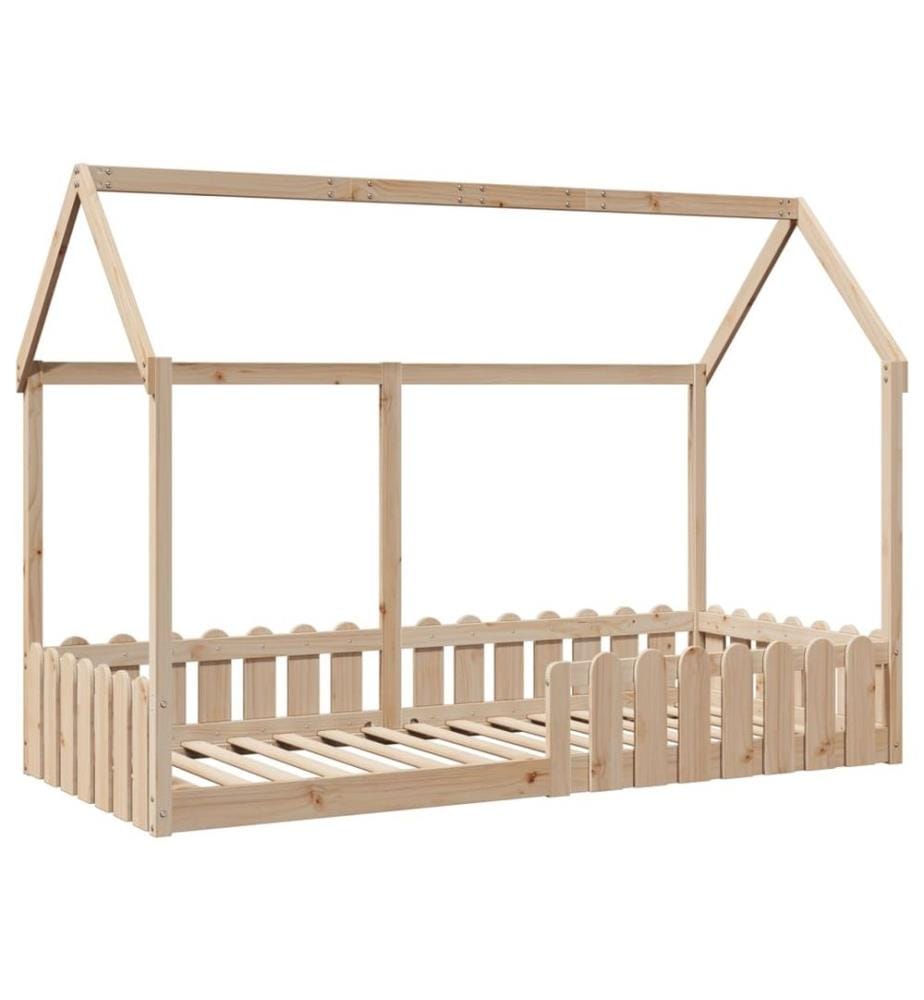 Cadre de lit d'enfants forme de maison 90x190cm bois massif pin