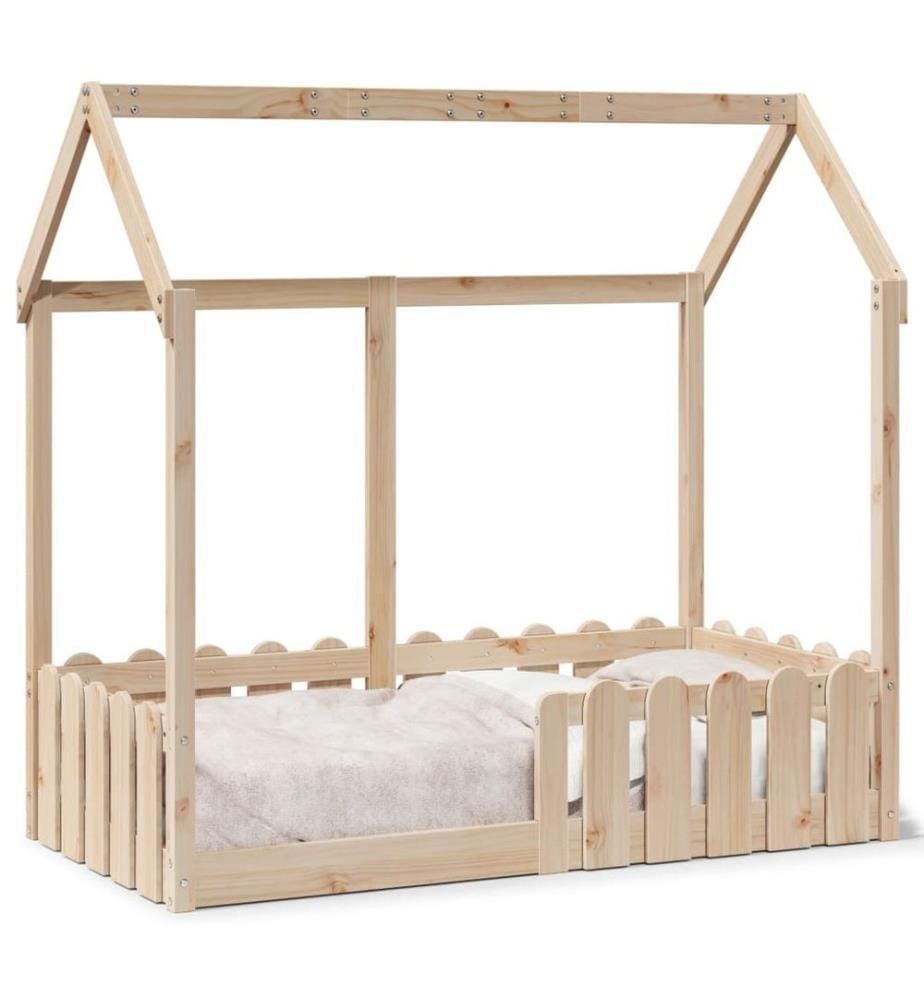 Cadre de lit d'enfants forme de maison 70x140cm bois pin massif