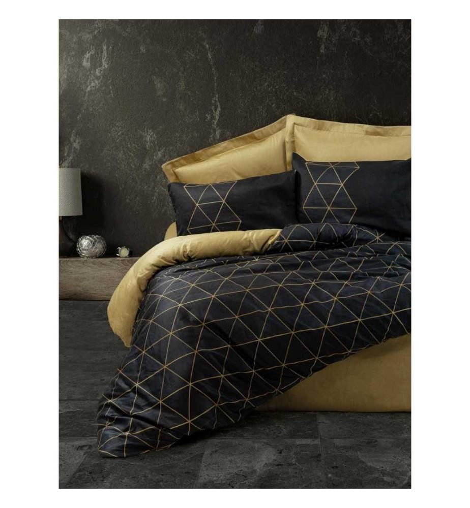 Bettwäsche-Set in King Size – Gold und Schwarz