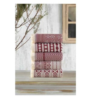 Lot de 5 serviettes - Rouge bordeaux