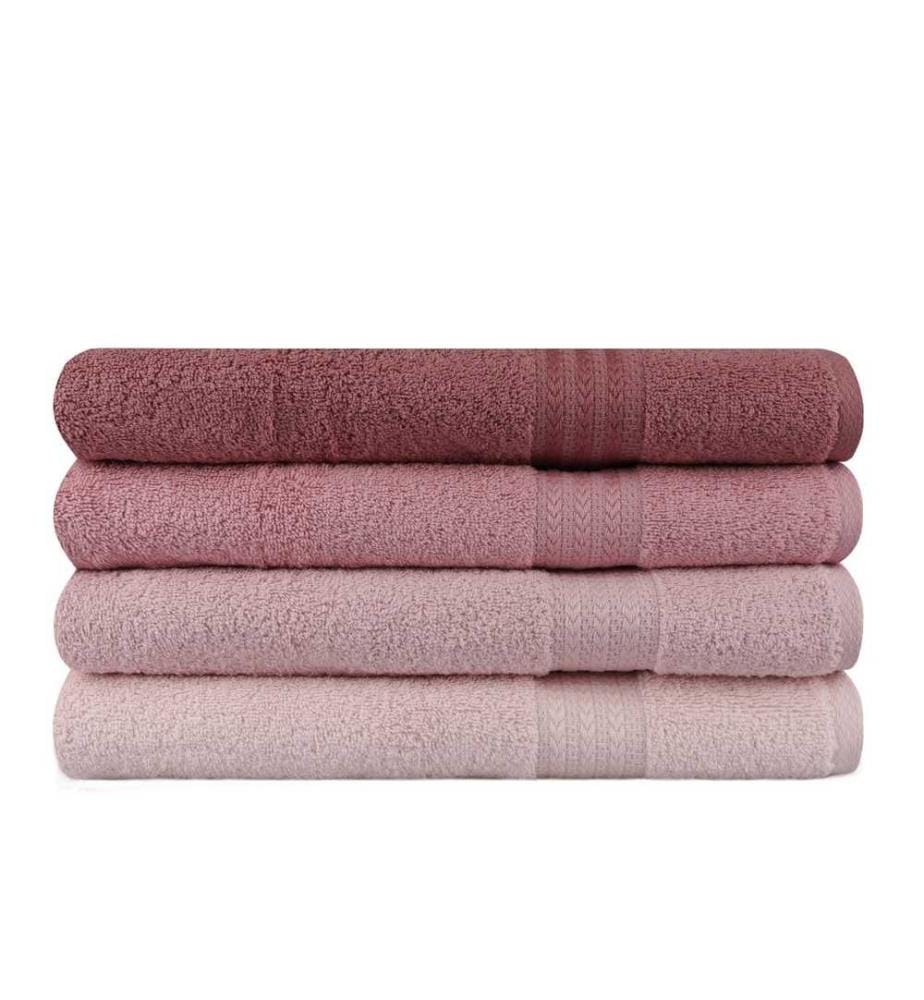 Lot de 4 serviettes de bain - Rose