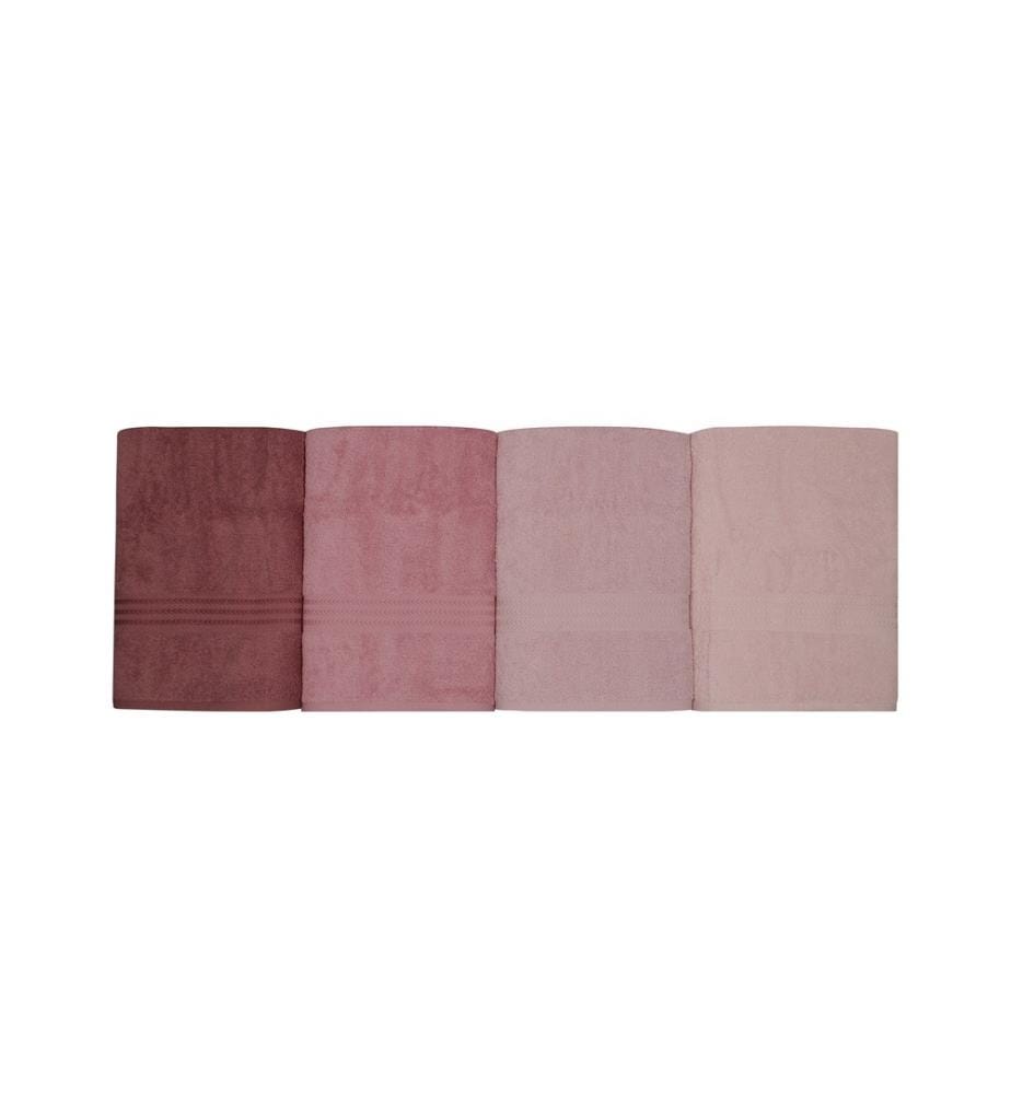 Lot de 4 serviettes de bain - Rose