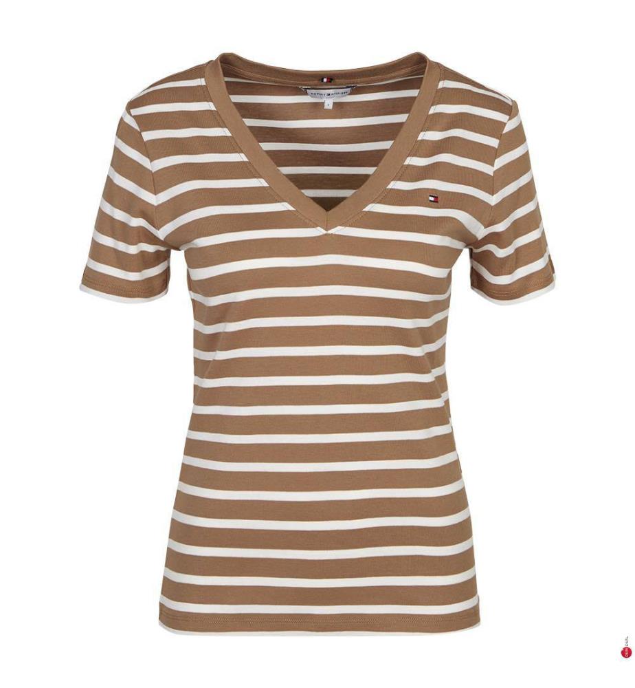 T-shirt Slim Fit - Marron et blanc