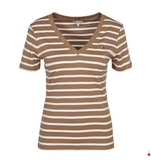 T-shirt Slim Fit - Marron et blanc