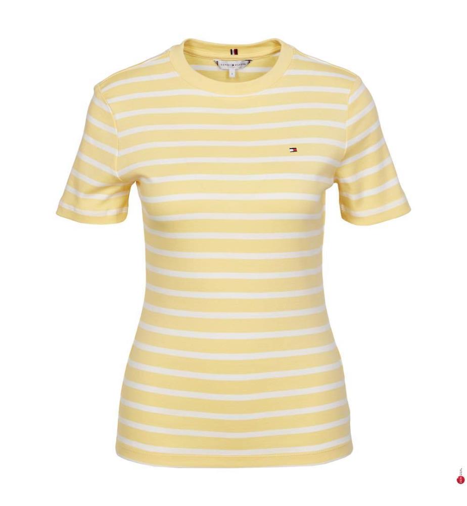 T-Shirt in Slim-Fit-Passform – Gelb und Weiss