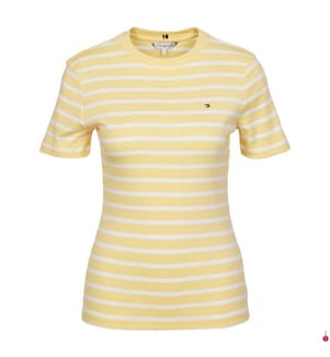T-Shirt in Slim-Fit-Passform – Gelb und Weiss