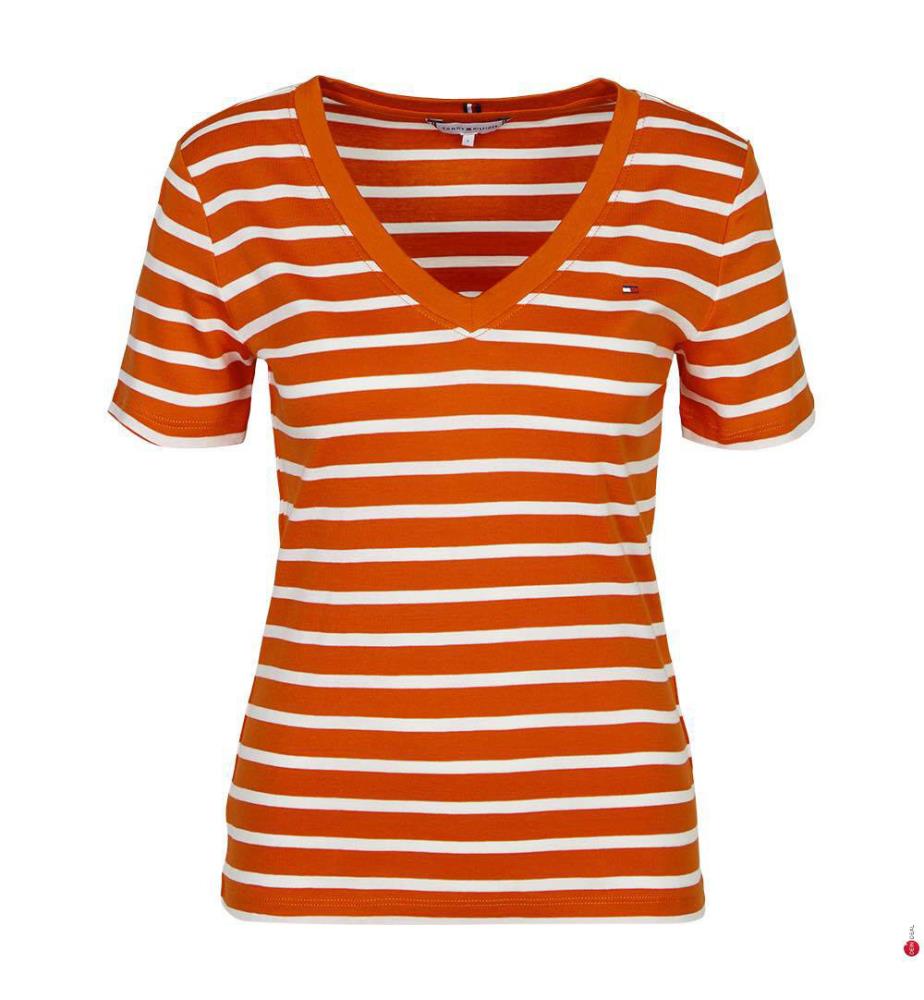 T-shirt Slim Fit - Orange et blanc
