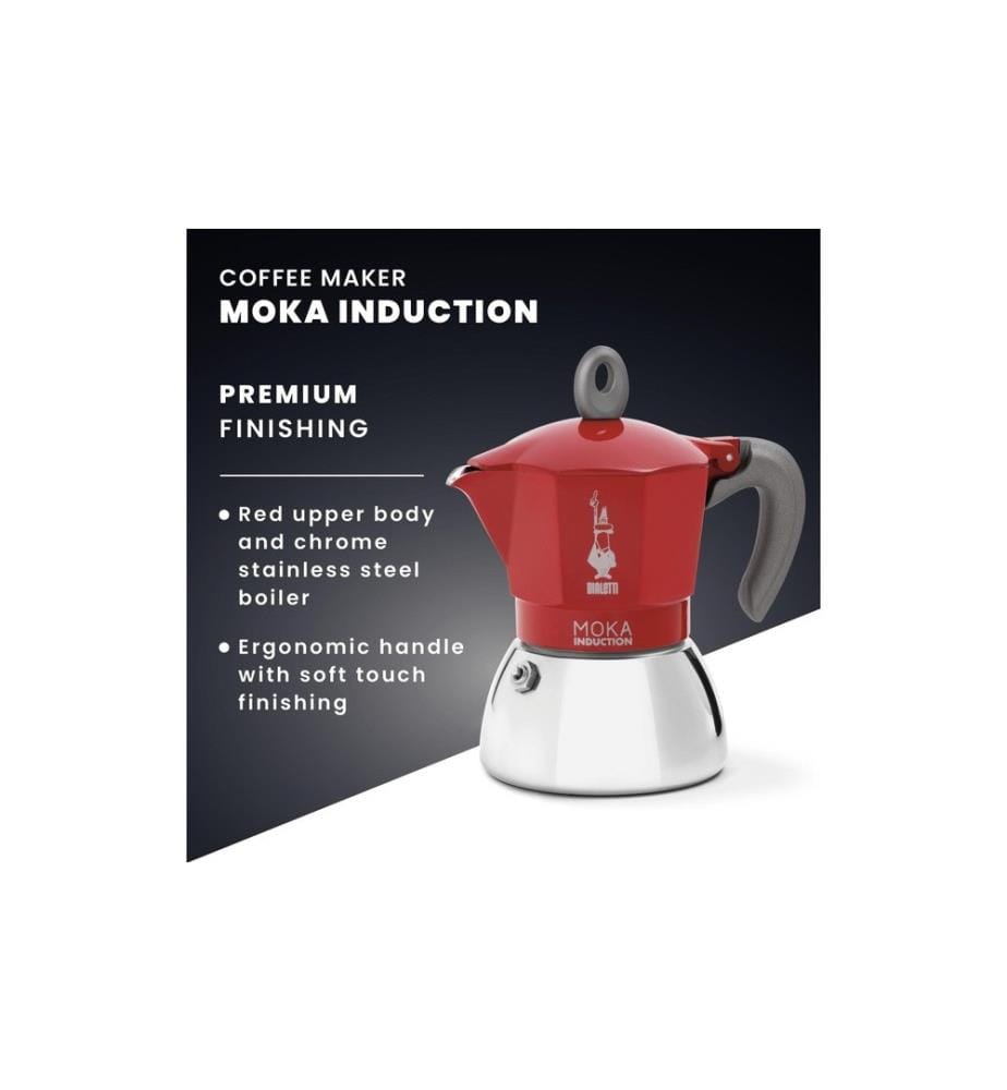 BIALETTI - Espressokocher New Moka Induktion 6 Tassen, Rot