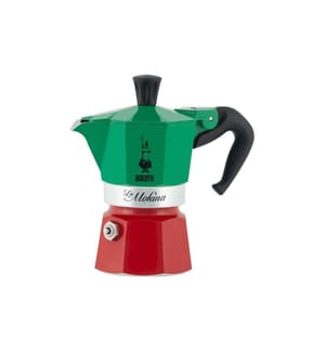 BIALETTI - Cafetière italienne Mokina Italia 1 tasses, Vert/Rouge/Blanc