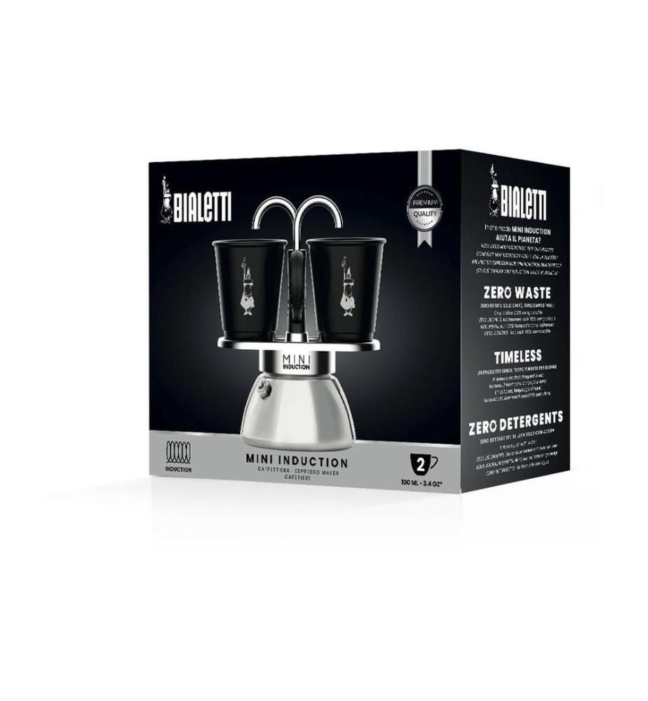BIALETTI - Espressokocher Mini Express Induktion 2 Tassen, Schwarz