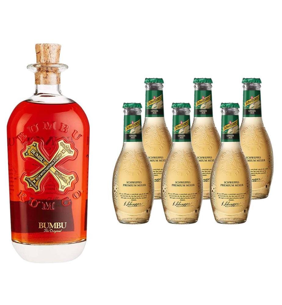 Bumbu The Craft Rum 70 cl + 6 Schweppes Selection Ginger Ale - 70 cl + 6 x 20 cl