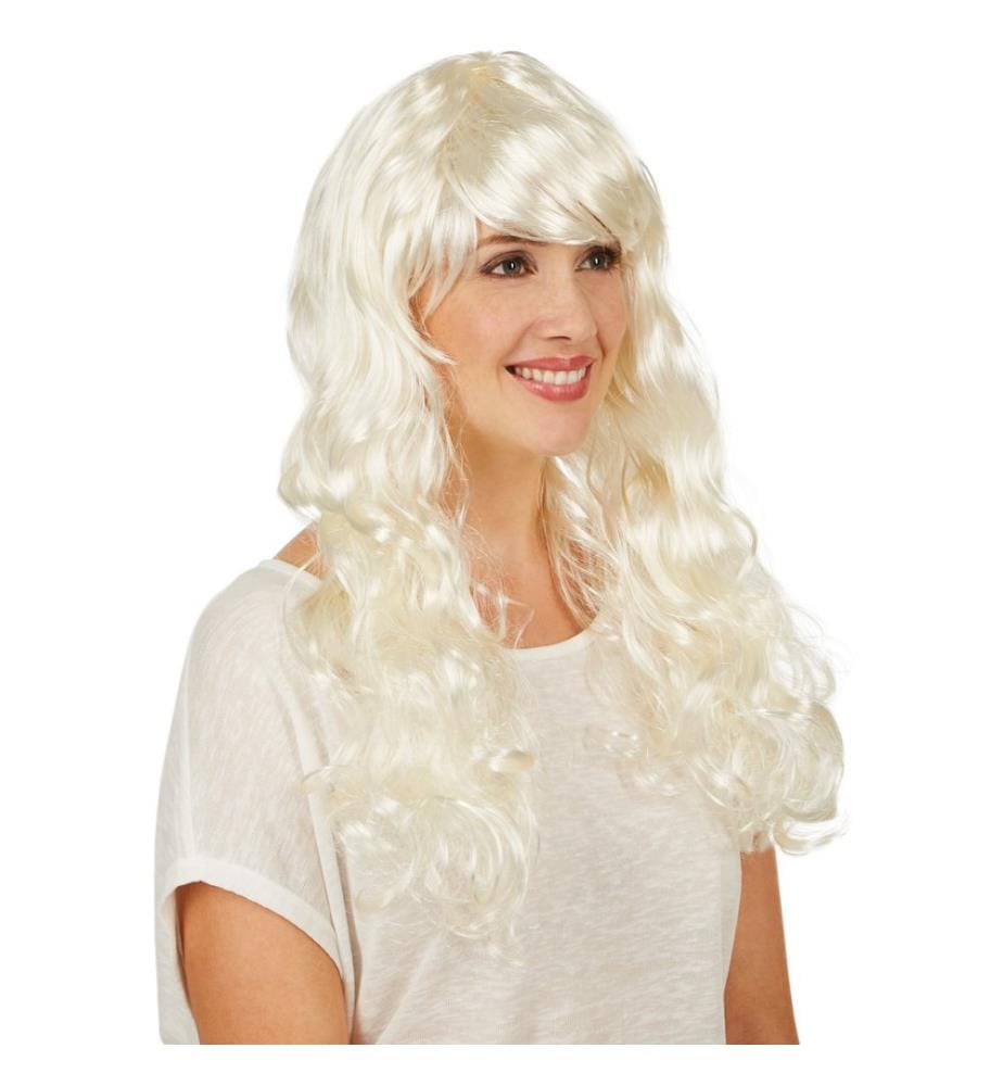 Perruque pour femme blond platine long