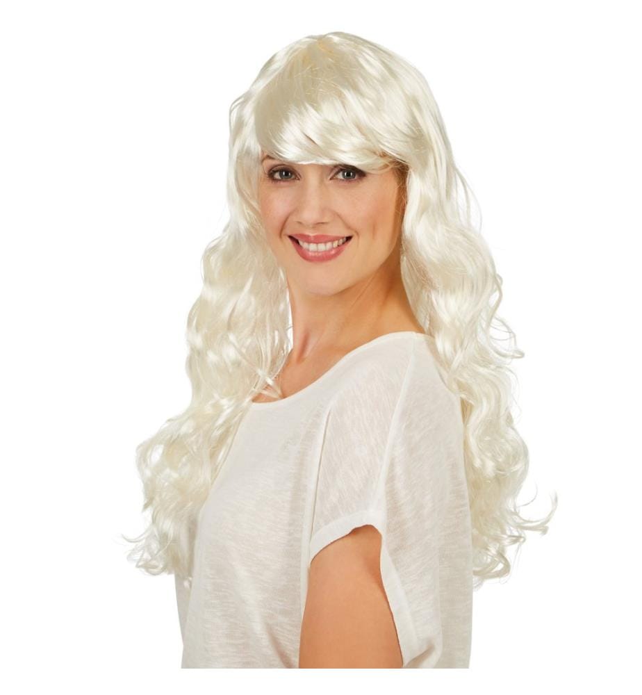 Perruque pour femme blond platine long