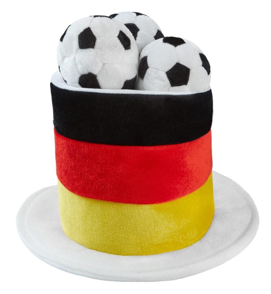 Haut-de-forme de fan de foot allemand avec ballons de foot