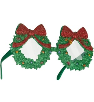 Spassbrille Weihnachtskranz mit Schleife