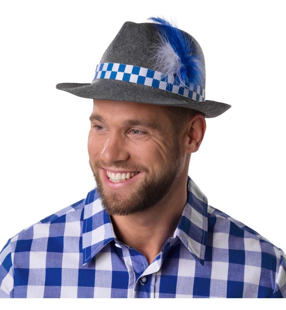 Chapeau traditionnel gris bleu-blanc