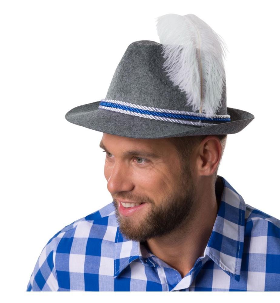 Cappello tradizionale grigio con penna