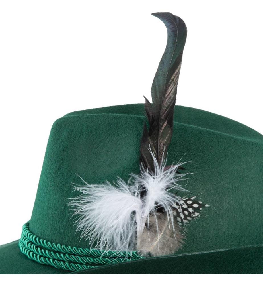 Chapeau traditionnel vert avec plume