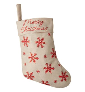 Nikolausstiefel in Jute-Optik mit Eisblumen