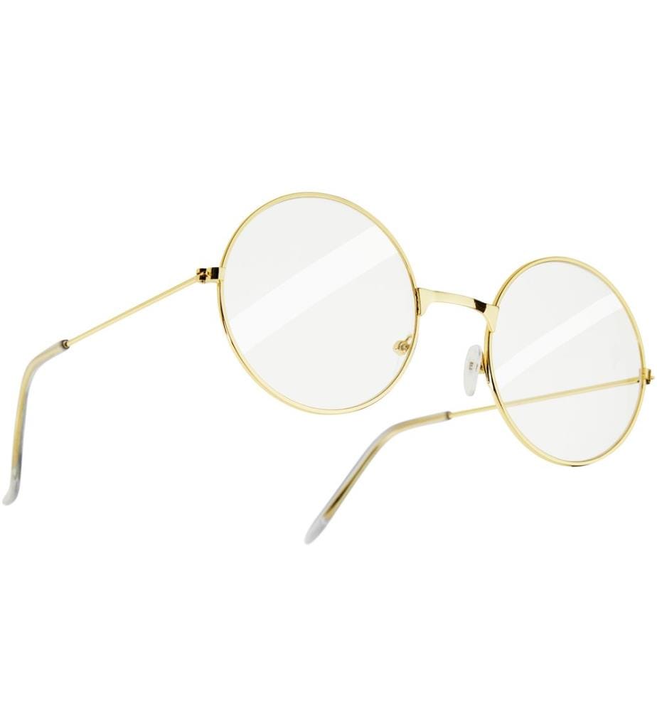 Runde Retrobrille mit goldenem Rahmen