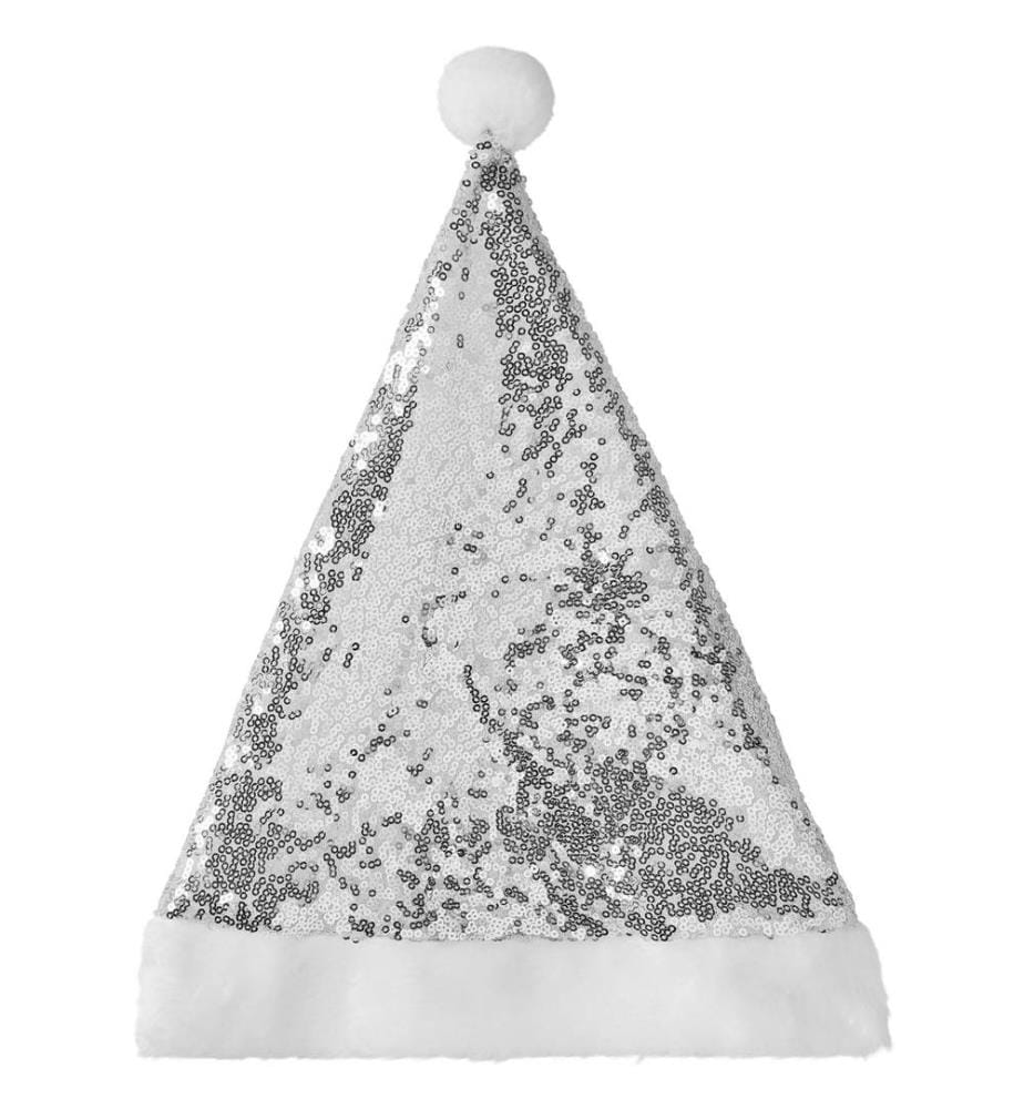 Bonnet de Noël à paillettes argentées