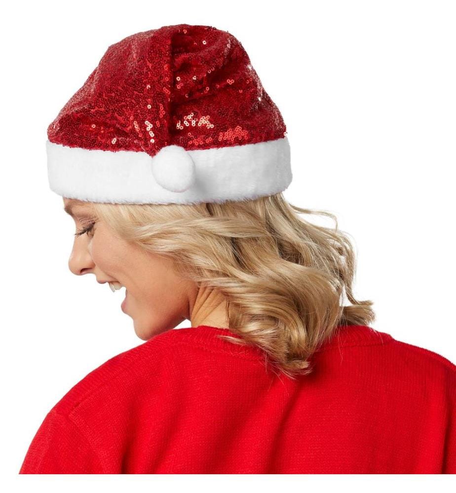Bonnet de Noël à paillettes rouges