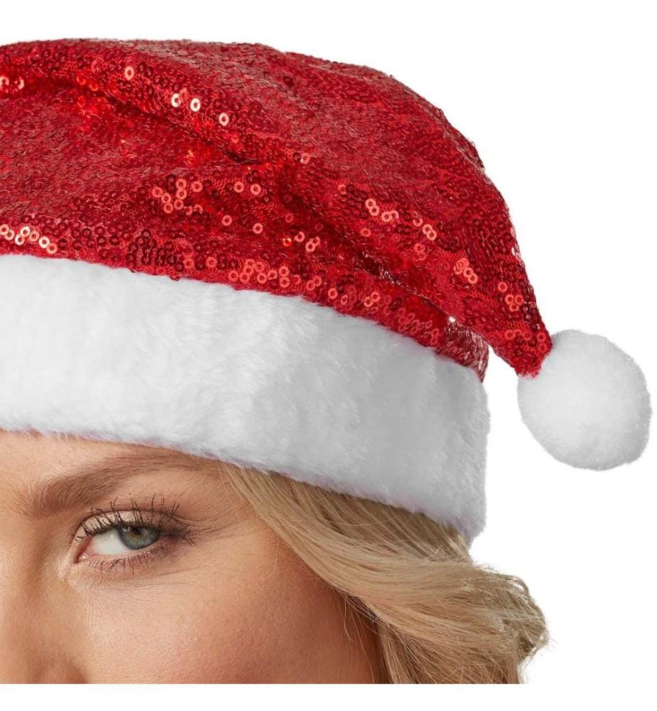 Bonnet de Noël à paillettes rouges